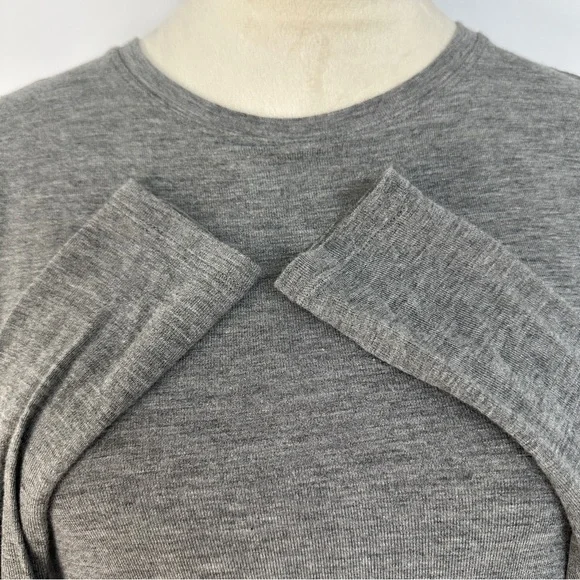 BCBG Maxazria Twist Front Midi Long Sleeve Dress Womens‎ Size XXS Heather Gray - Picture 9 of 16